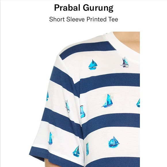 PRABAL GURUNG - Nautical stripe boat printed short sleeve T shirt, Medium - Picture 4 of 6